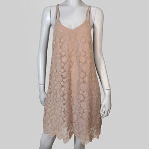 Arc & Co Tan Lace Mini Dress Women S Floral Strappy Back Boho Coquette